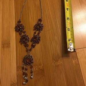 Brown bead and wire necklace